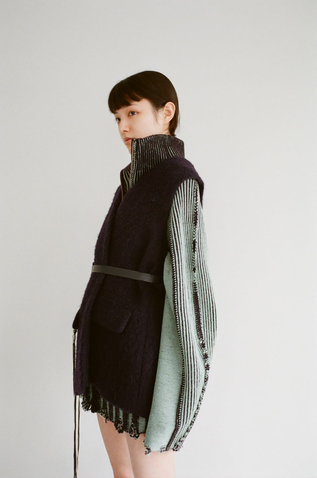 定番リバーシブル Zip knit coat