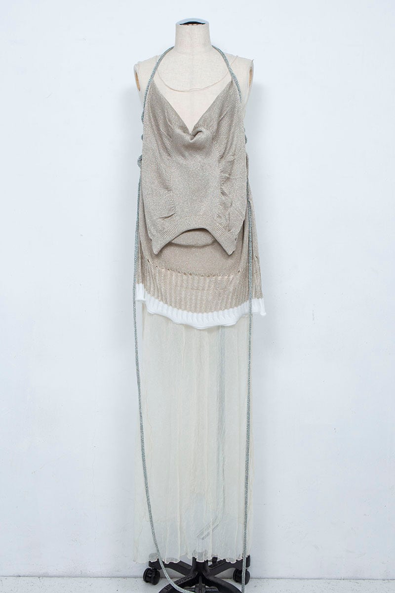 String Gathered Knit Tops