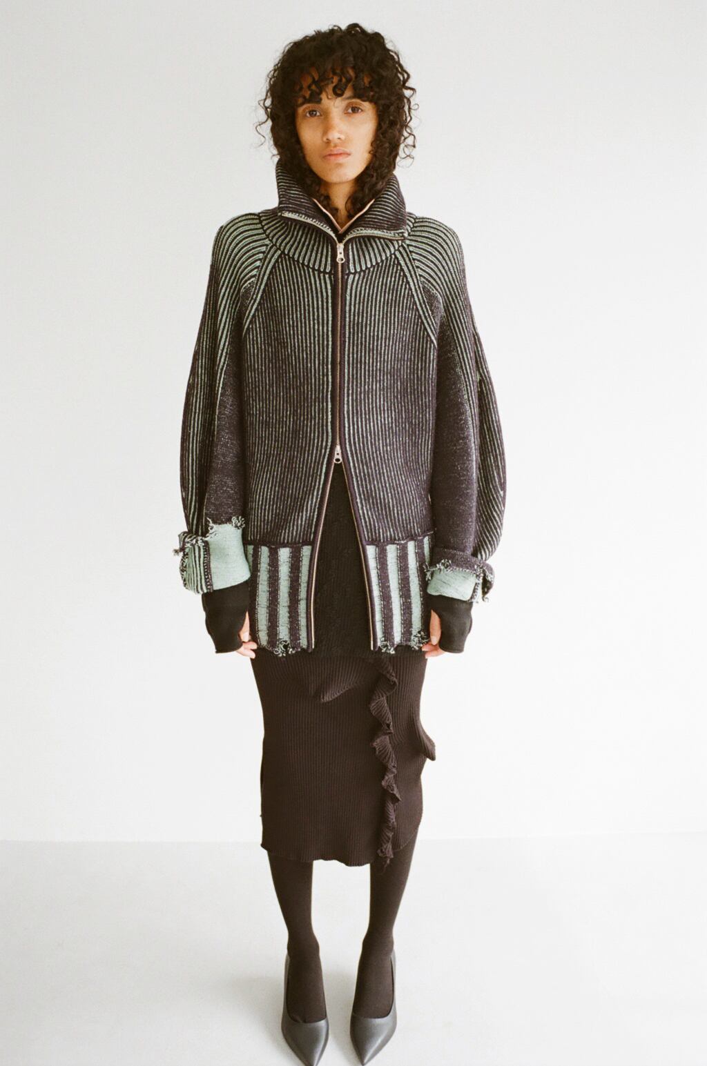 定番リバーシブル Zip knit coat